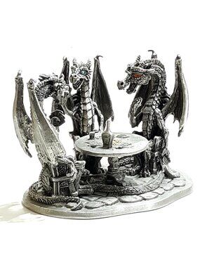 Rawcliffe Pewter Dragon The Cheaters 2001 Signed USA #1111072 Texas Holdom Poker